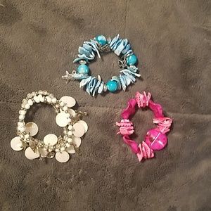 3 beachy shell bracelets